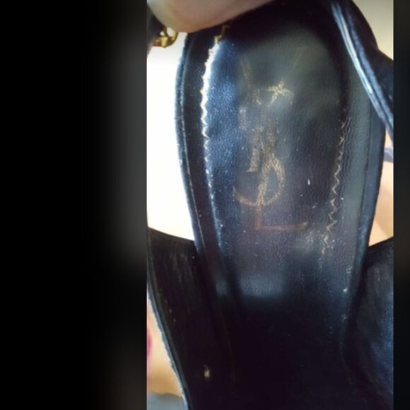 Yves Saint Laurent Women's Gold Peep Toe Heels Sz 37 - Picture 3 of 10